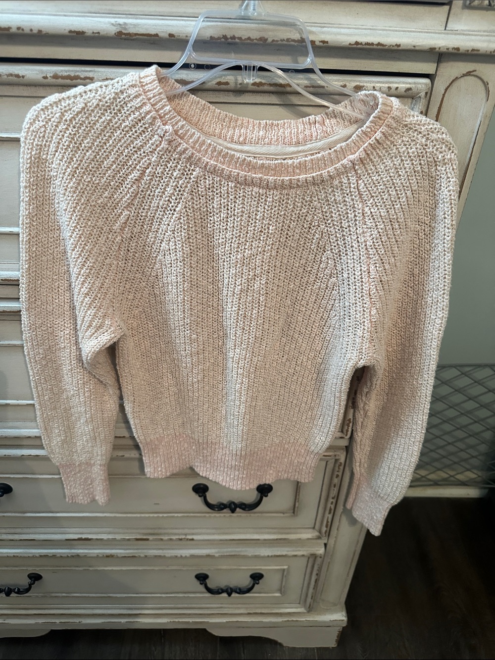 Free People Lightweight Cream Scoop Neck Knit Sweater